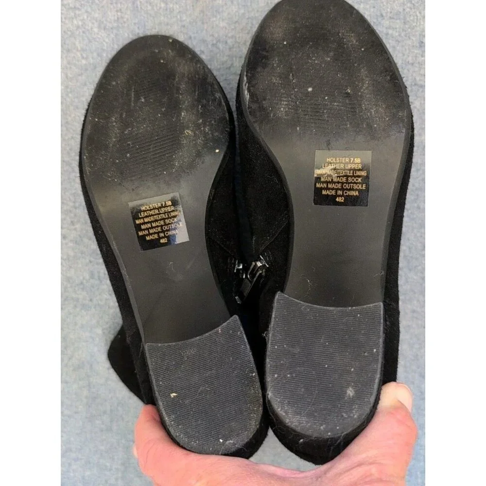 Steve Madden Women's Black Suede Holster Booties Sz 7.5B Zipper - Picture 3 of 6